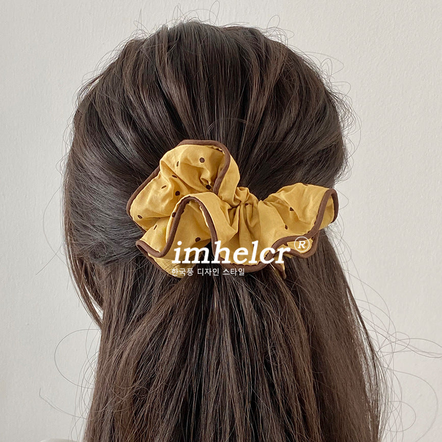 New Style Polka Dots Scrunchie For Women In Yellow Cloth, Perfect For  Spring And Summer