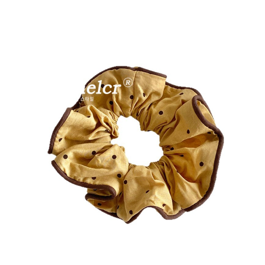 New Style Polka Dots Scrunchie For Women In Yellow Cloth, Perfect For  Spring And Summer