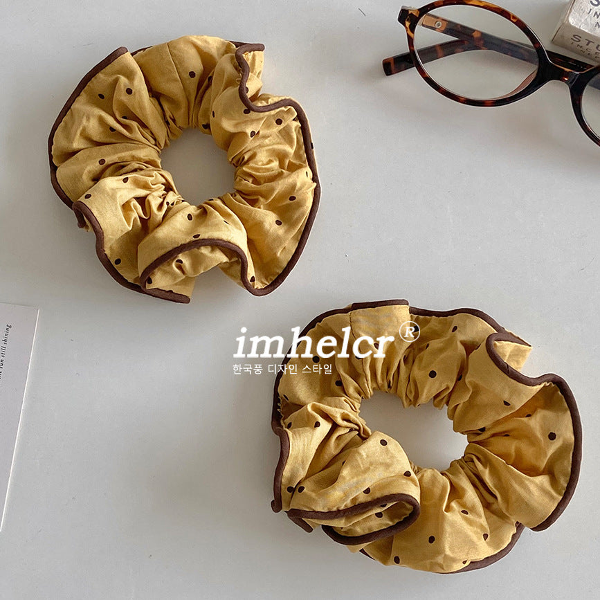 New Style Polka Dots Scrunchie For Women In Yellow Cloth, Perfect For  Spring And Summer