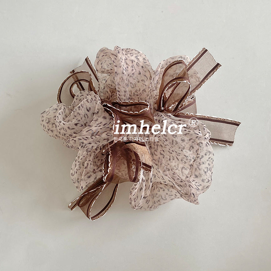 New Style Clouds Scrunchie For Women In Gauze Material With Leopard Print, Perfect For  Spring And Summer