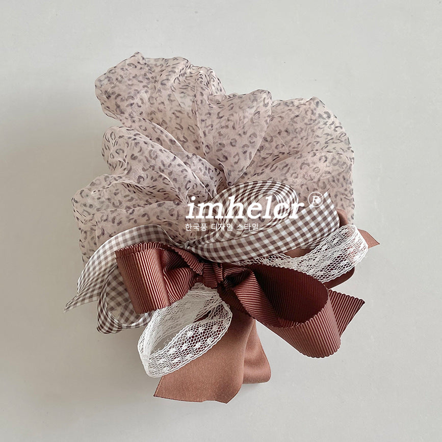 New Style Clouds Scrunchie For Women In Gauze Material With Leopard Print, Perfect For  Spring And Summer
