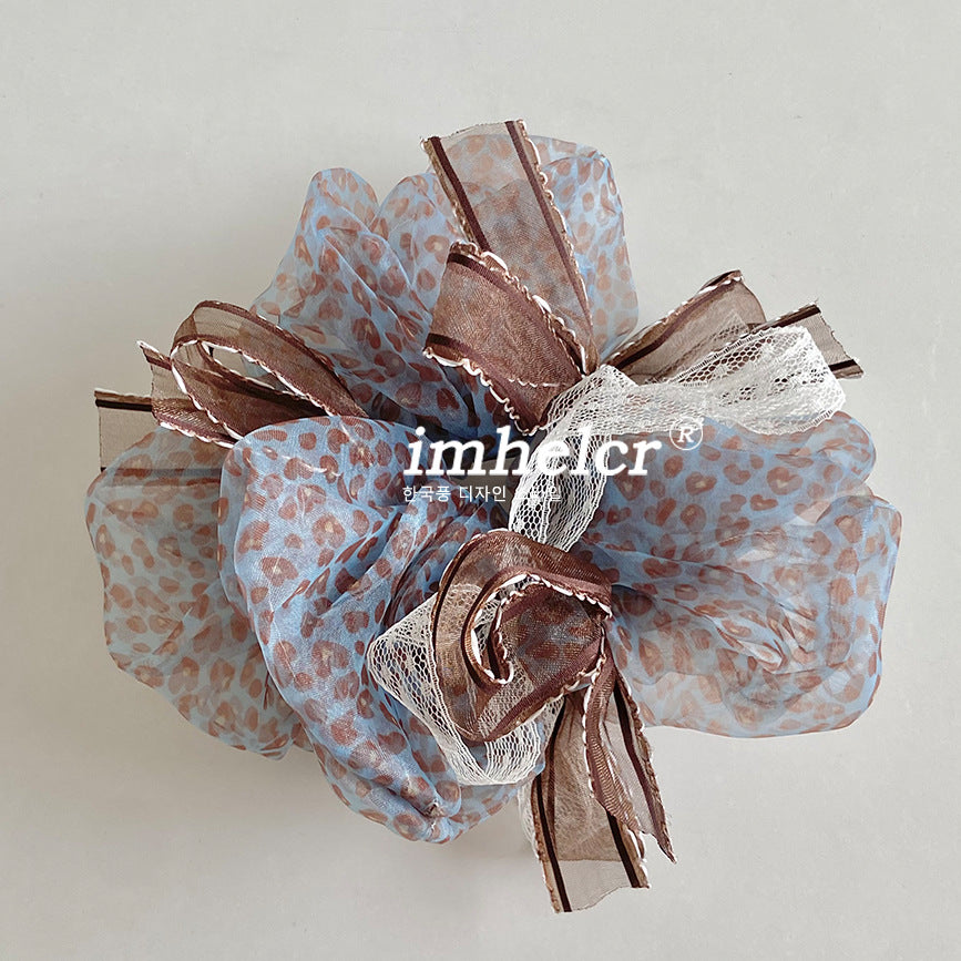 New Style Clouds Scrunchie For Women In Gauze Material With Leopard Print, Perfect For  Spring And Summer