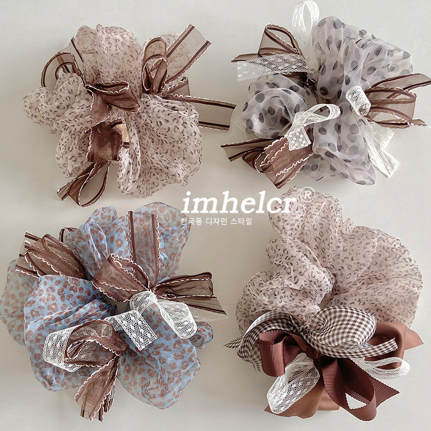 New Style Clouds Scrunchie For Women In Gauze Material With Leopard Print, Perfect For  Spring And Summer