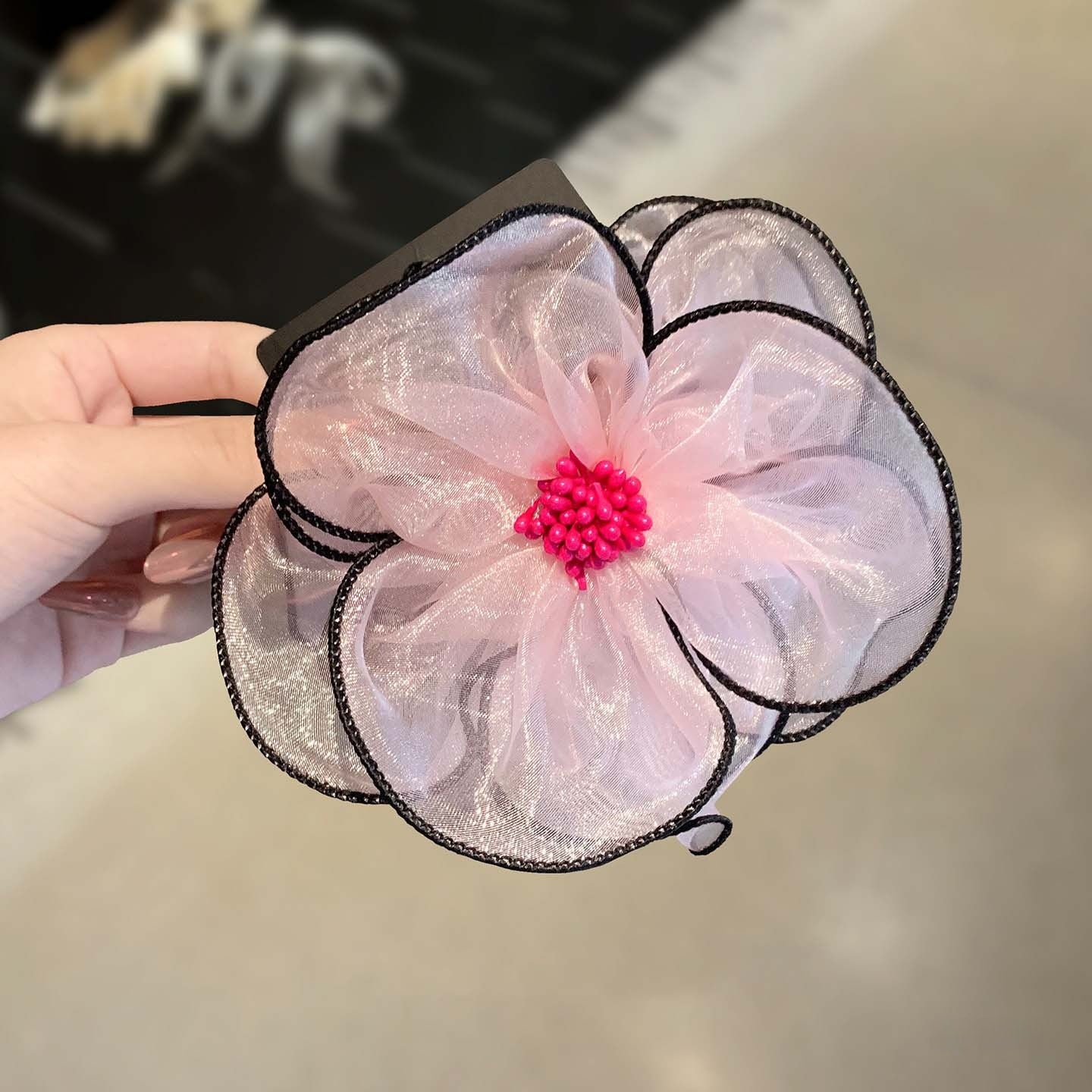 New Style Flowers Hair Claw For Women Made Of Organza In Beige, Perfect For  Spring And Summer