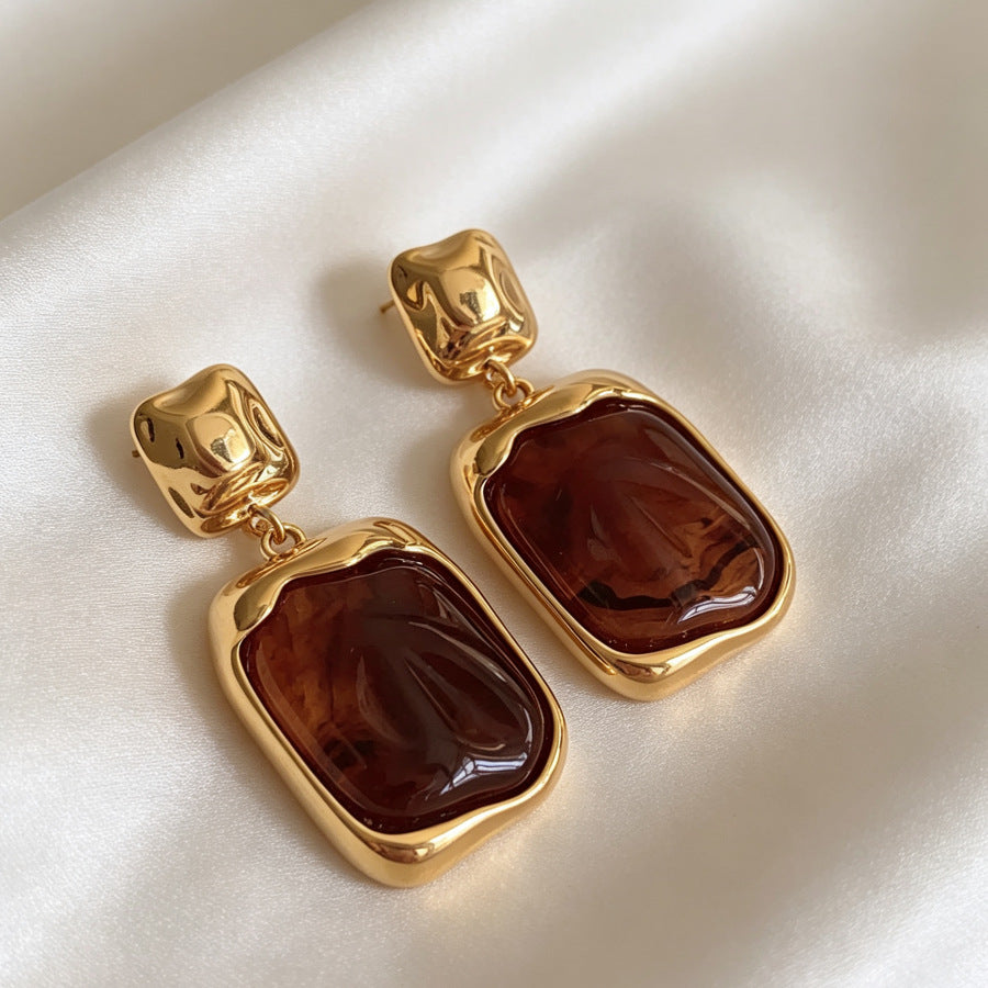 Geometric Drop Earrings For Women Featuring Electroplated Alloy With Retro Style And 304 Stainless Steel Ear Pins