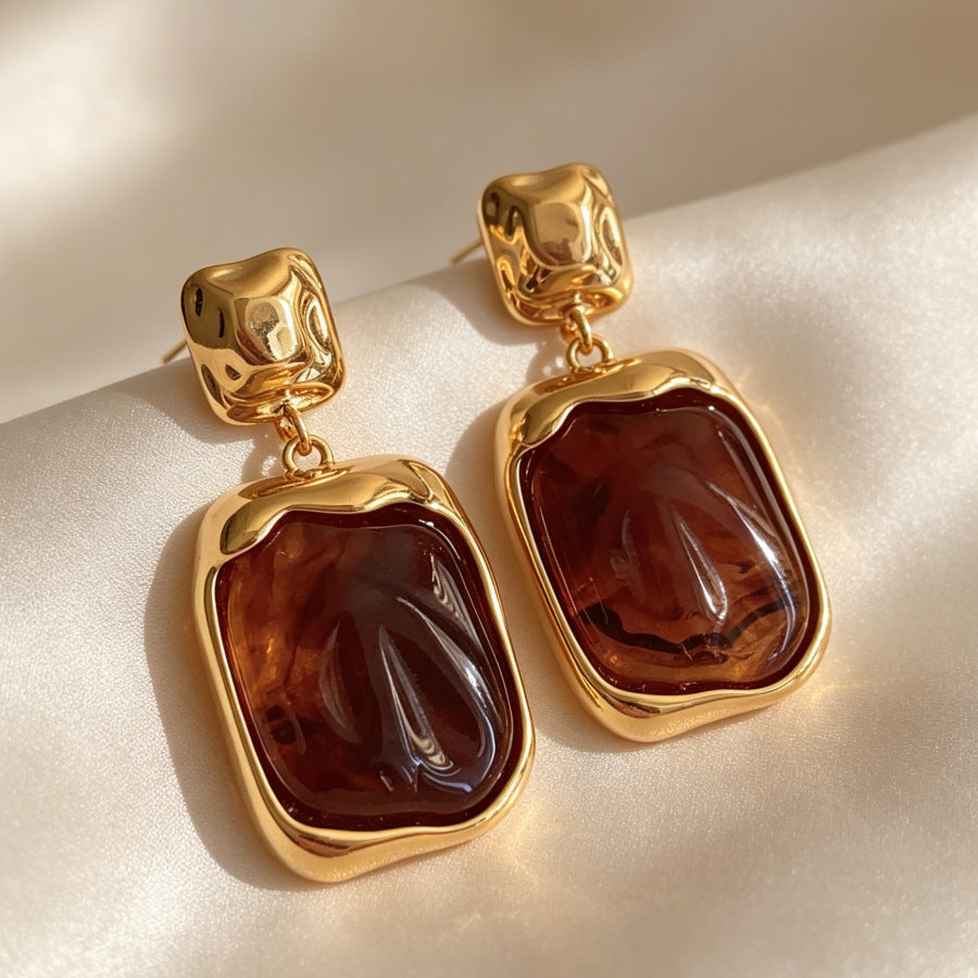 Geometric Drop Earrings For Women Featuring Electroplated Alloy With Retro Style And 304 Stainless Steel Ear Pins