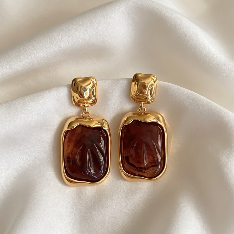 Geometric Drop Earrings For Women Featuring Electroplated Alloy With Retro Style And 304 Stainless Steel Ear Pins