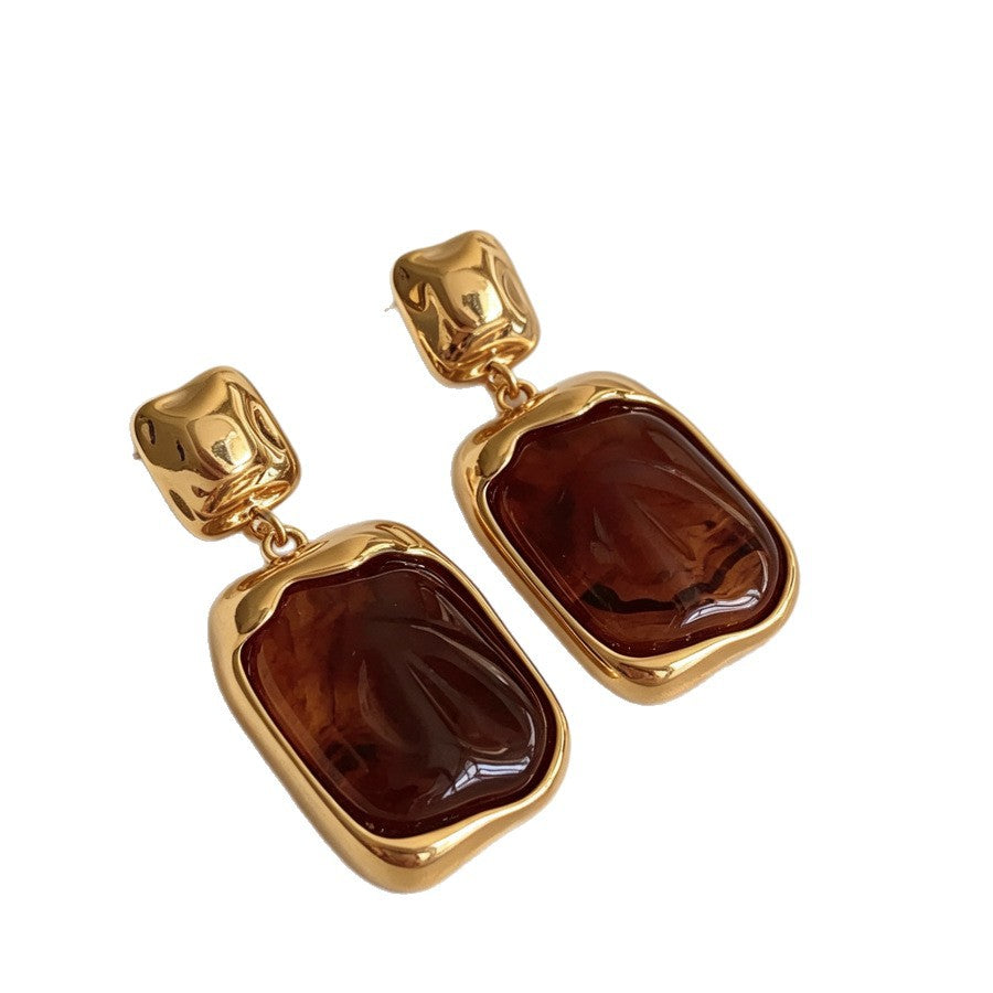 Geometric Drop Earrings For Women Featuring Electroplated Alloy With Retro Style And 304 Stainless Steel Ear Pins