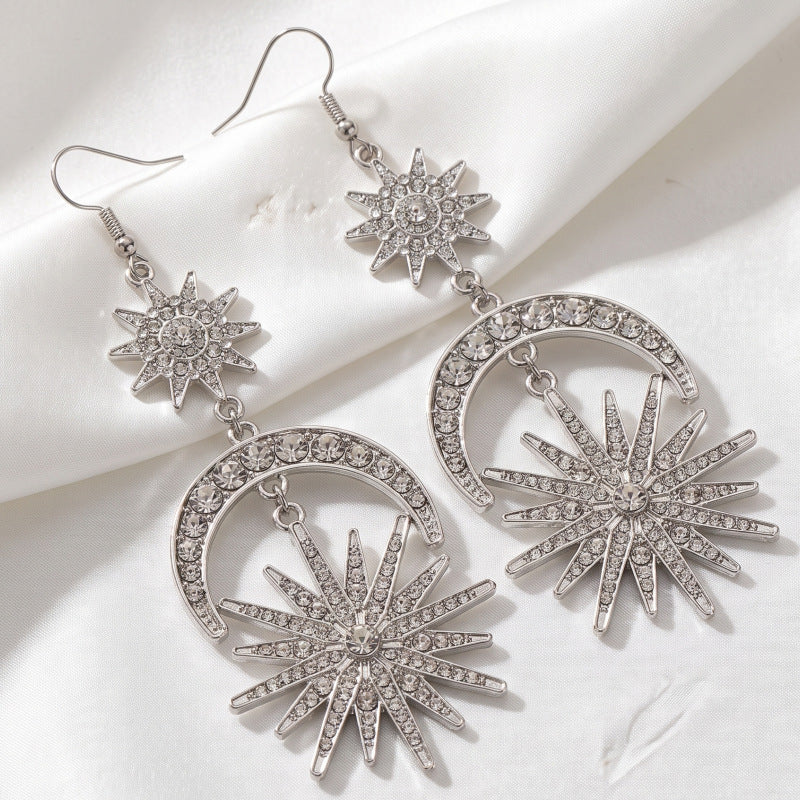 Exaggerated Sun Earrings For Women In Gold Alloy With 304 Stainless Steel Ear Pins