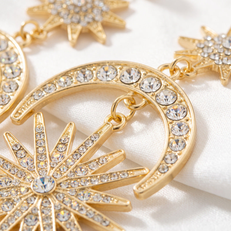Exaggerated Sun Earrings For Women In Gold Alloy With 304 Stainless Steel Ear Pins