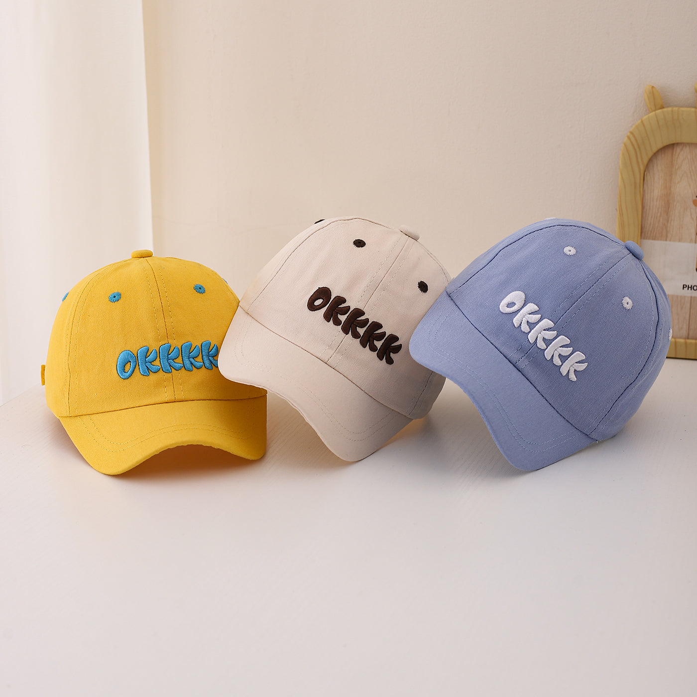 Casual Letter Embroidery Baseball Cap For Children Unisex In Beige, 1 Piece