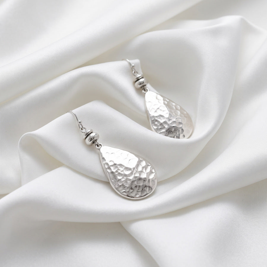 Hammered Alloy Water Droplets Earrings For Unisex Featuring Electroplated Finish With Copper Ear Pins