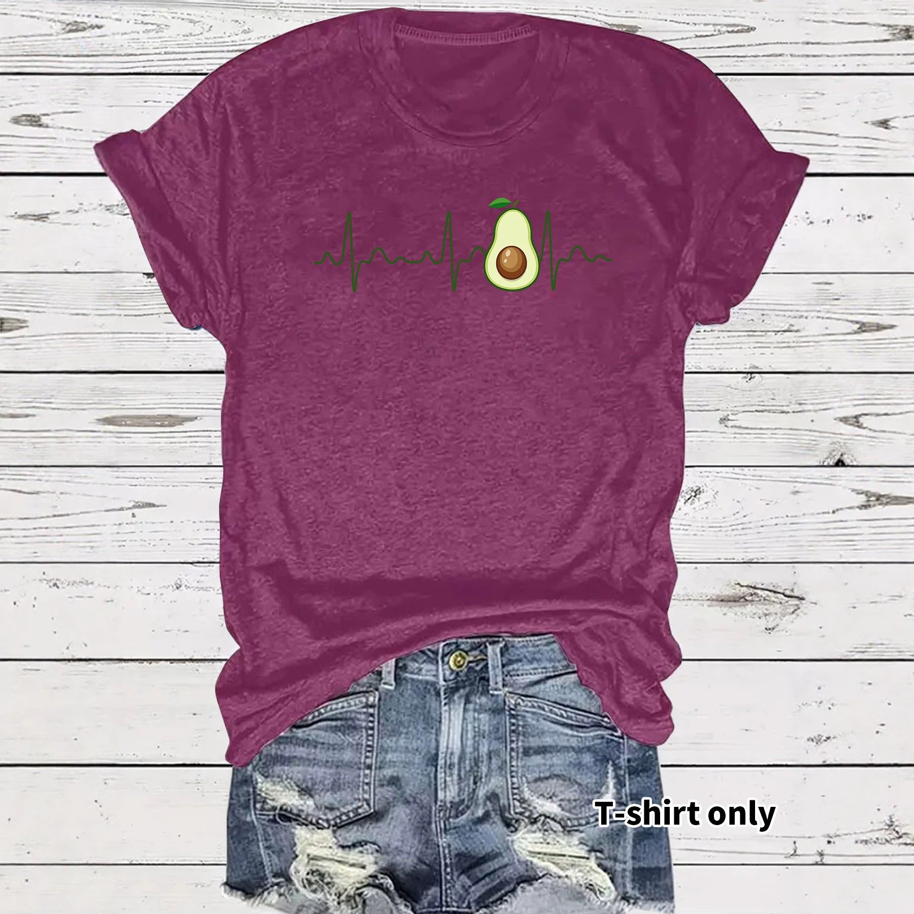 Casual Short Sleeve Fruit T-shirt For Women In Cotton Fabric Featuring Printing Design