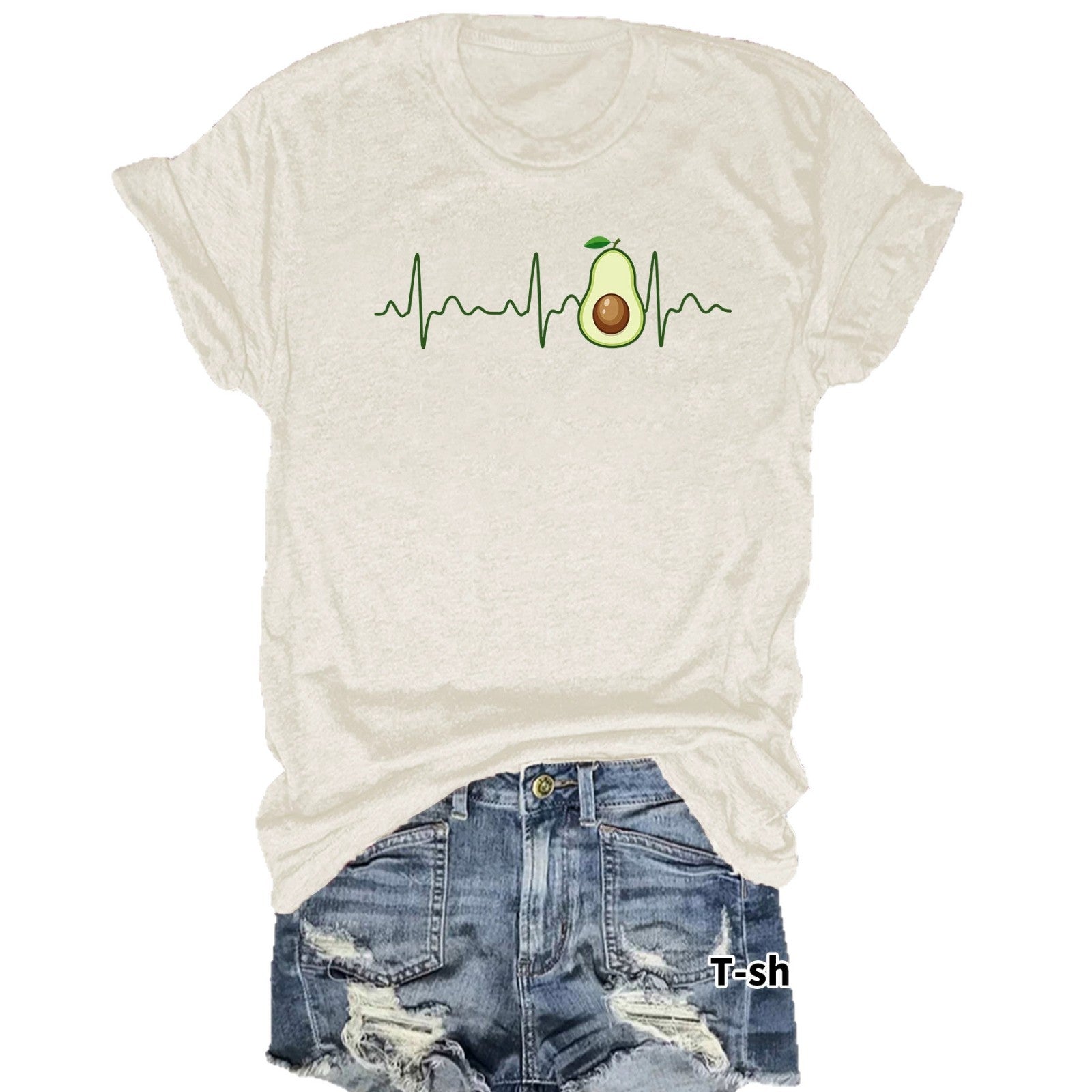 Casual Short Sleeve Fruit T-shirt For Women In Cotton Fabric Featuring Printing Design
