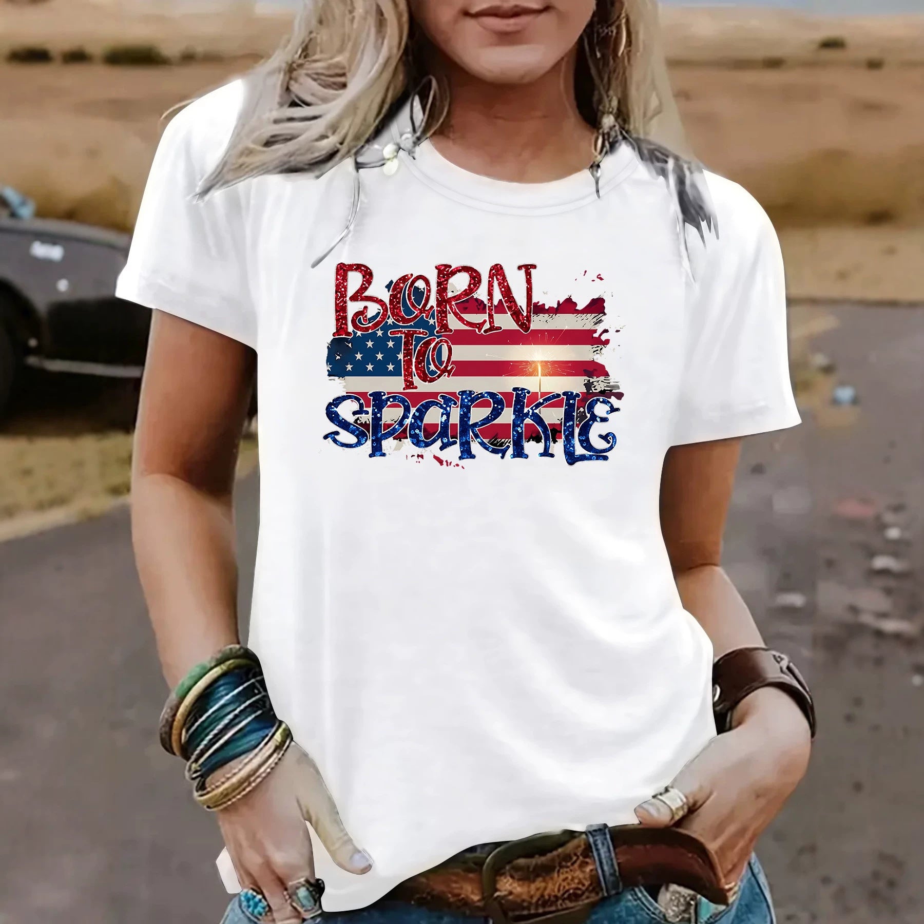 Casual Cotton Short Sleeve T-shirt For Women Featuring Printing Design
