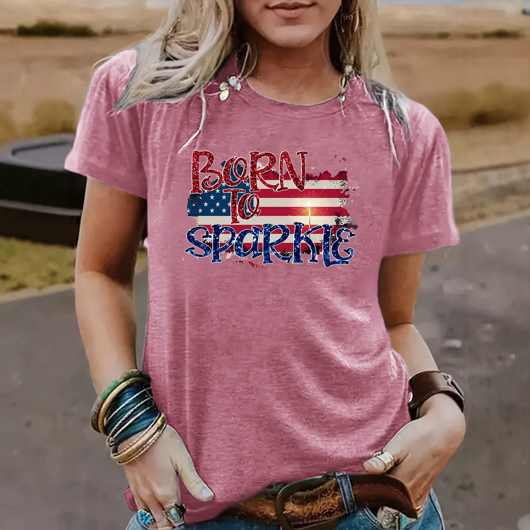 Casual Cotton Short Sleeve T-shirt For Women Featuring Printing Design
