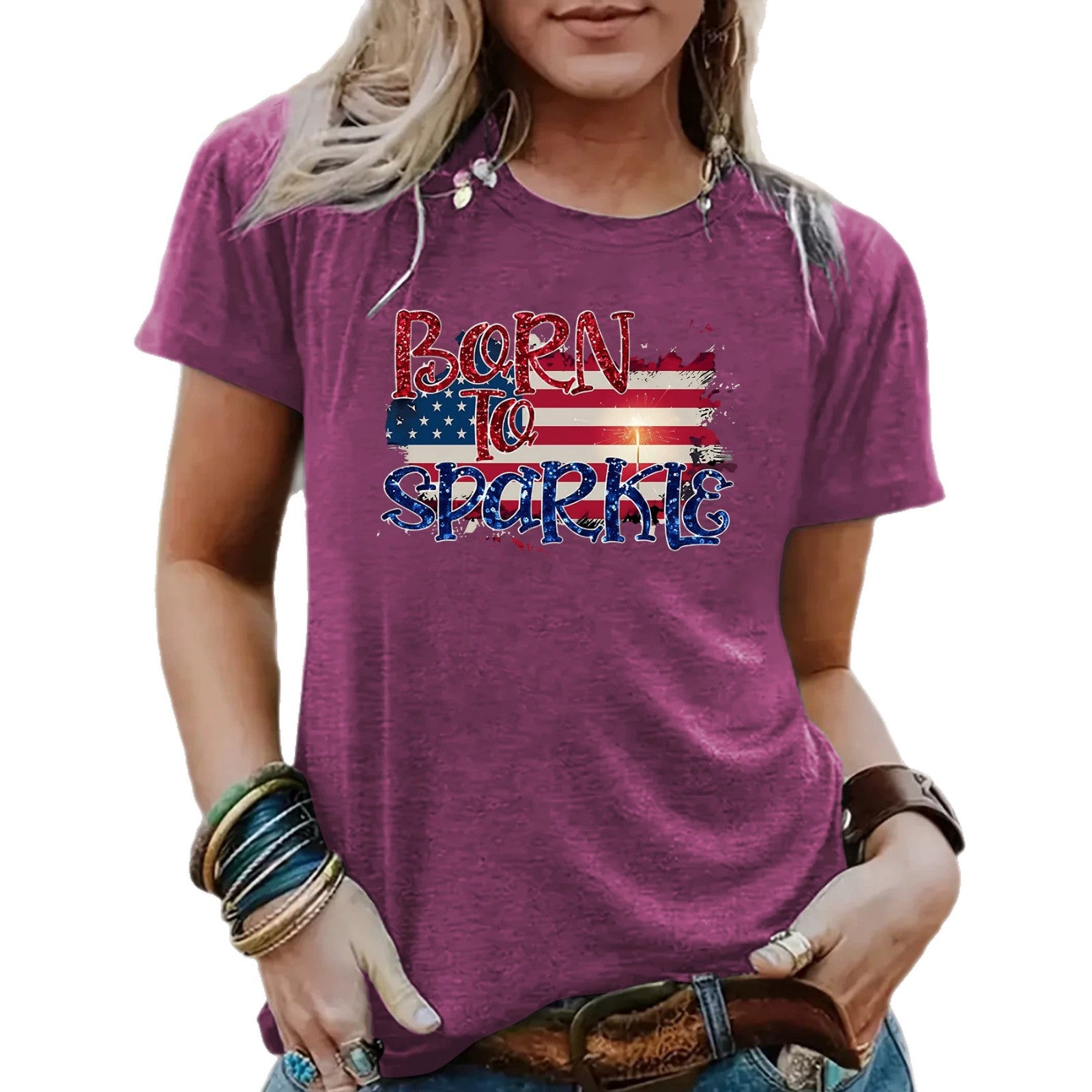 Casual Cotton Short Sleeve T-shirt For Women Featuring Printing Design