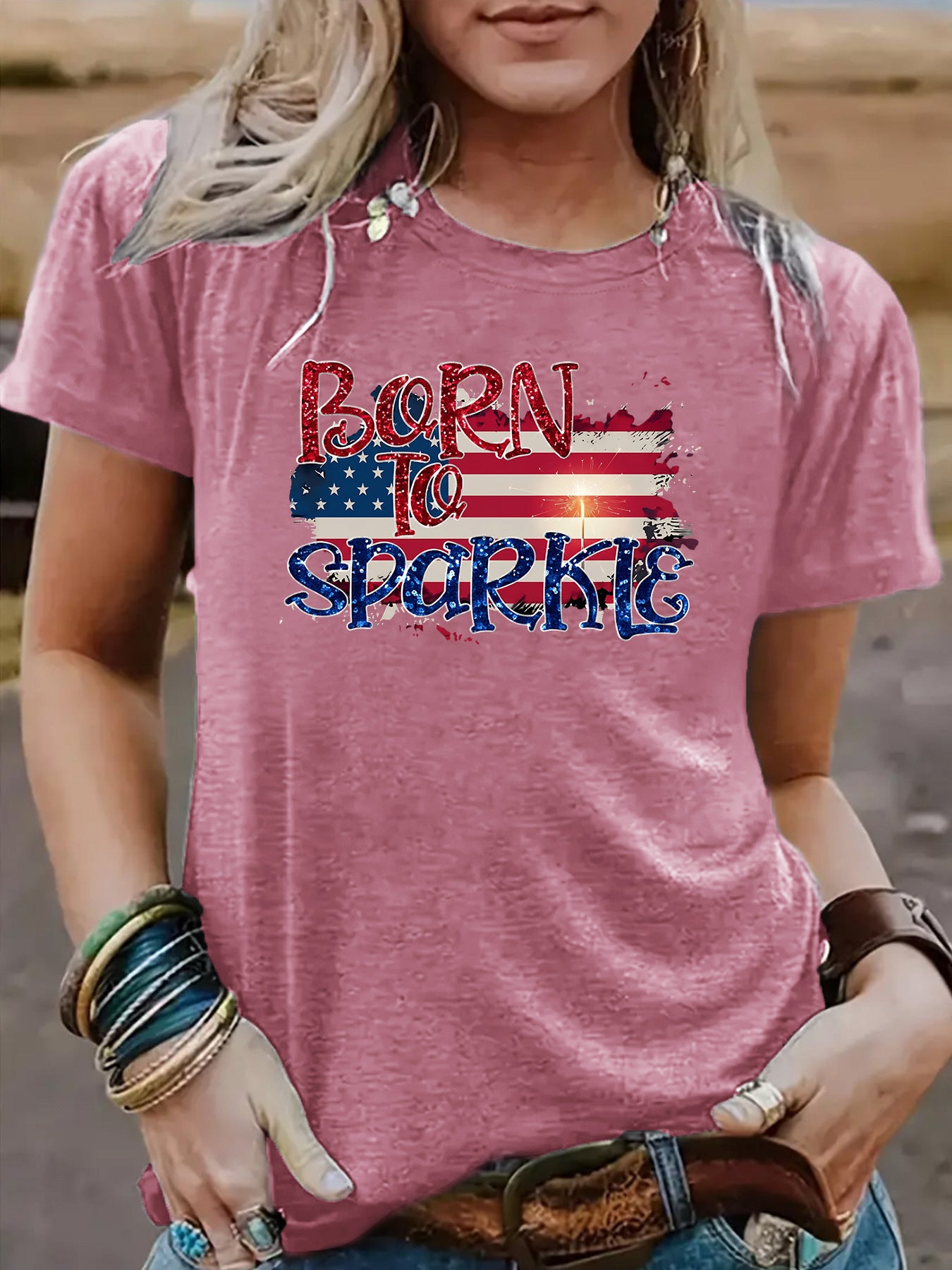 Casual Cotton Short Sleeve T-shirt For Women Featuring Printing Design