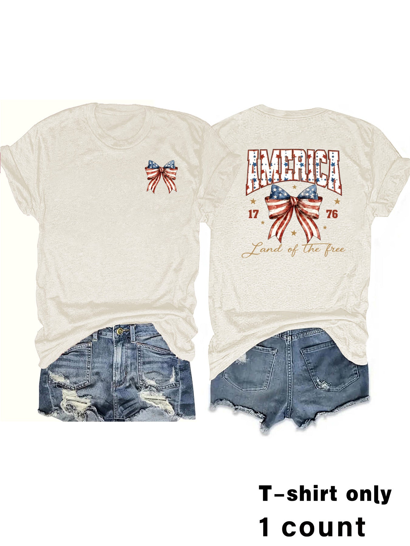 Casual Short Sleeve T-shirt For Women In Cotton Fabric Featuring Printing Pattern