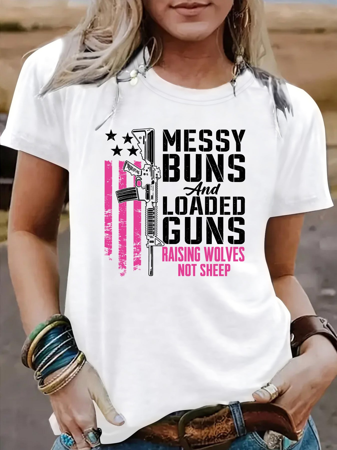 Casual Short Sleeve National Flag T-shirt For Women In Cotton With Printing