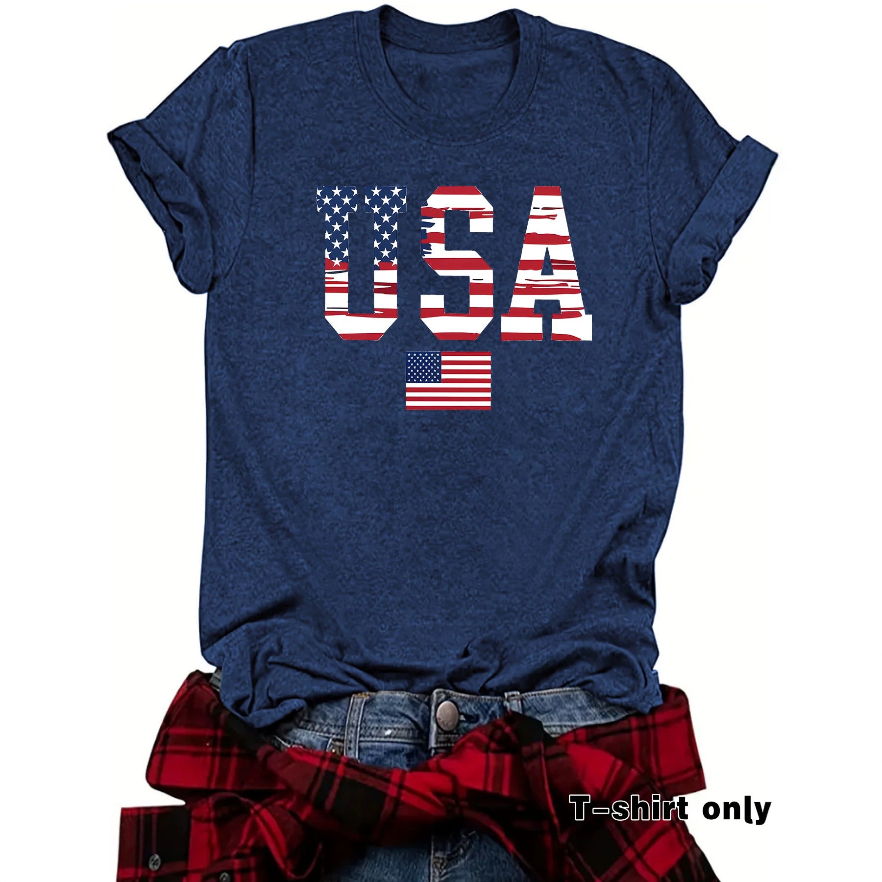 Casual Short Sleeve T-shirt For Women In Cotton Featuring Printing Design