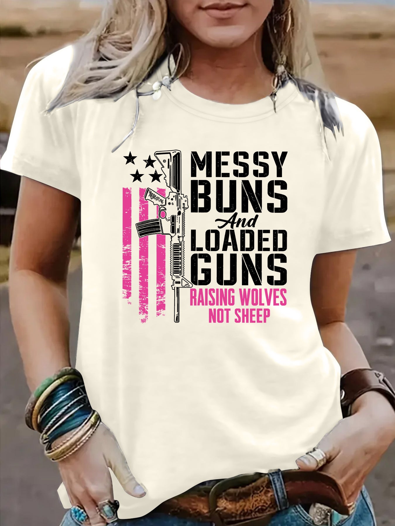 Casual Short Sleeve National Flag T-shirt For Women In Cotton With Printing