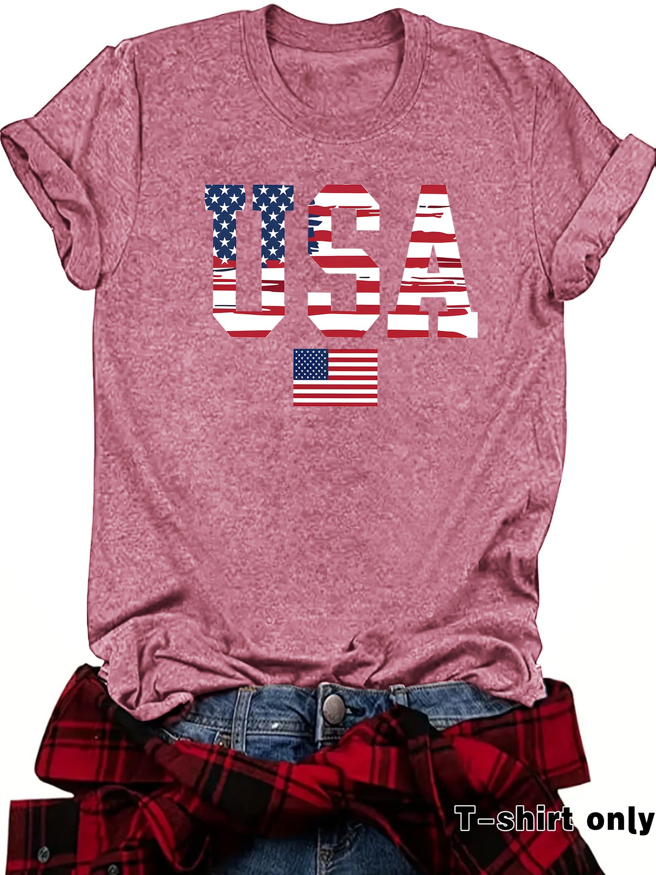 Casual Short Sleeve T-shirt For Women In Cotton Featuring Printing Design