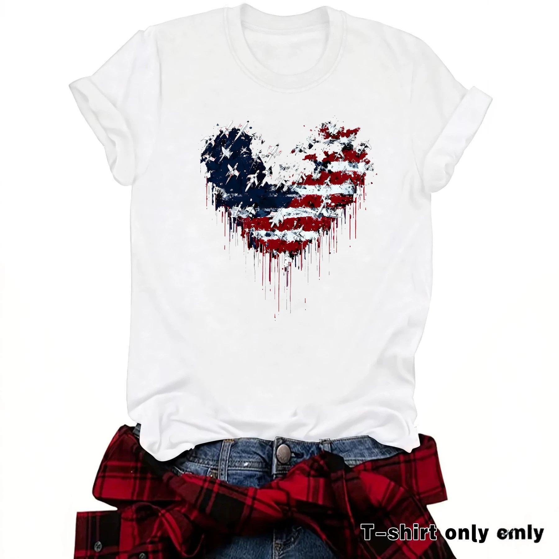 Casual Short Sleeve National Flag T-shirt For Women In Cotton Fabric Featuring Printing
