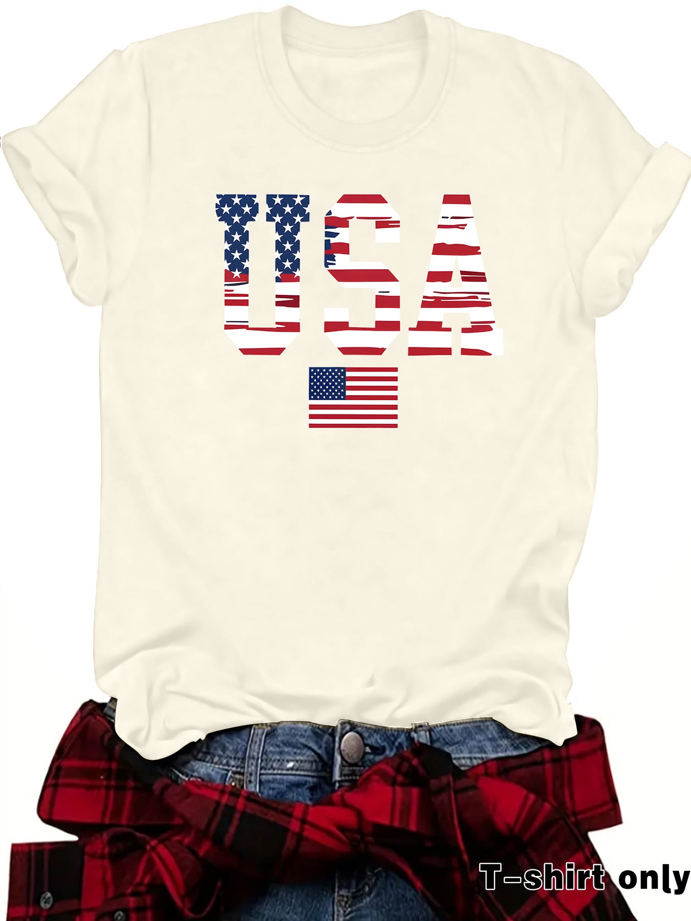 Casual Short Sleeve T-shirt For Women In Cotton Featuring Printing Design