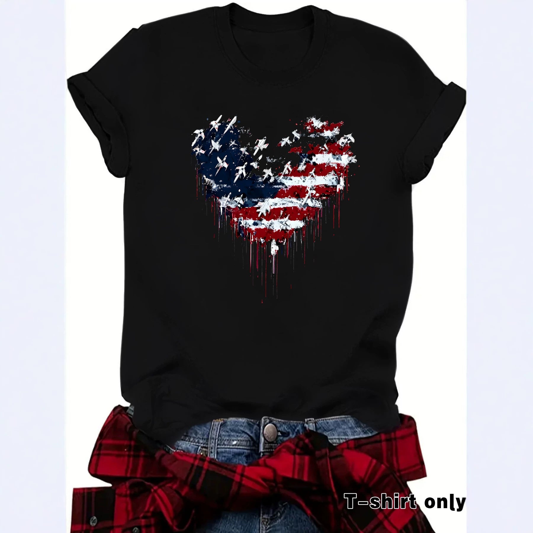 Casual Short Sleeve National Flag T-shirt For Women In Cotton Fabric Featuring Printing