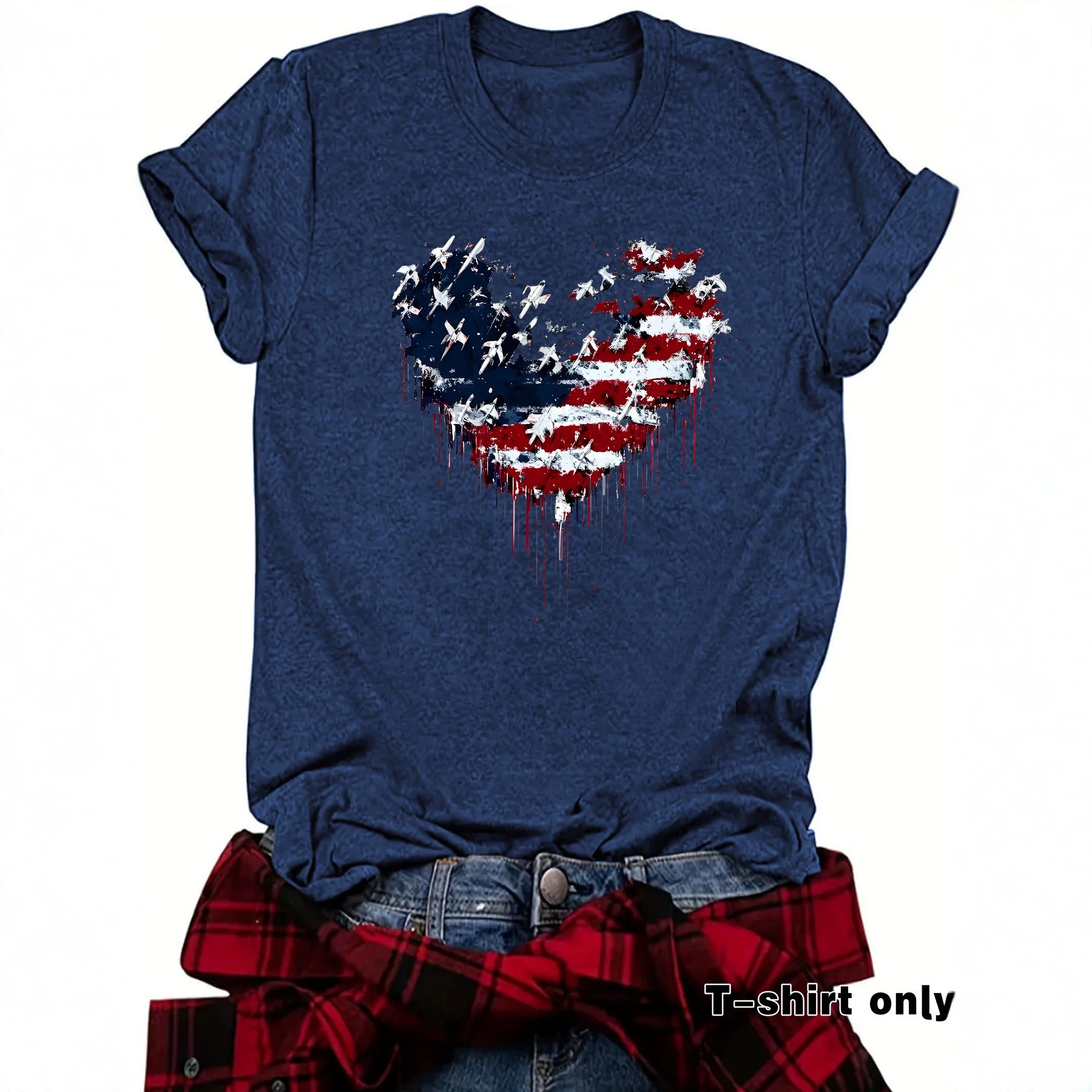 Casual Short Sleeve National Flag T-shirt For Women In Cotton Fabric Featuring Printing