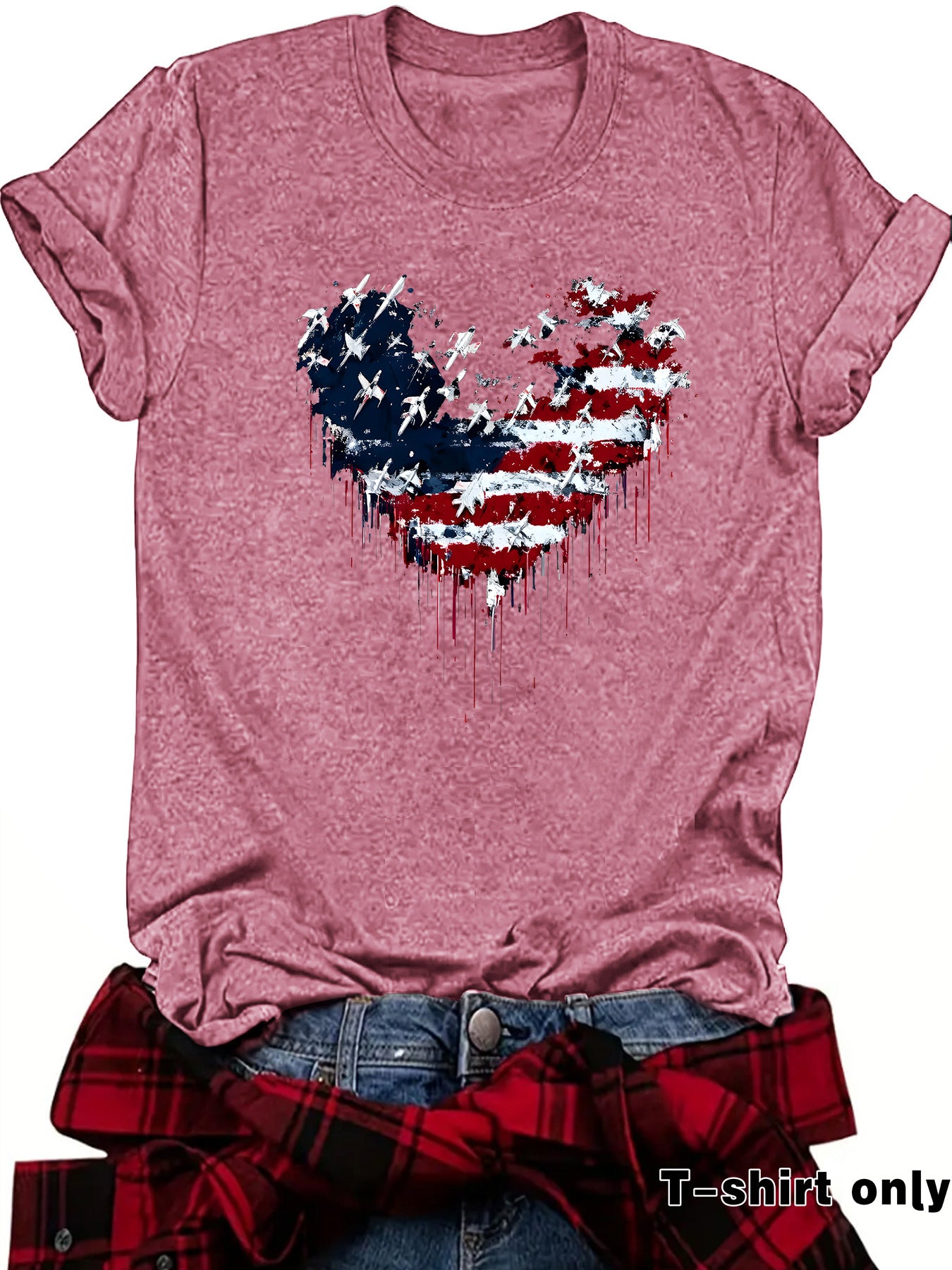 Casual Short Sleeve National Flag T-shirt For Women In Cotton Fabric Featuring Printing