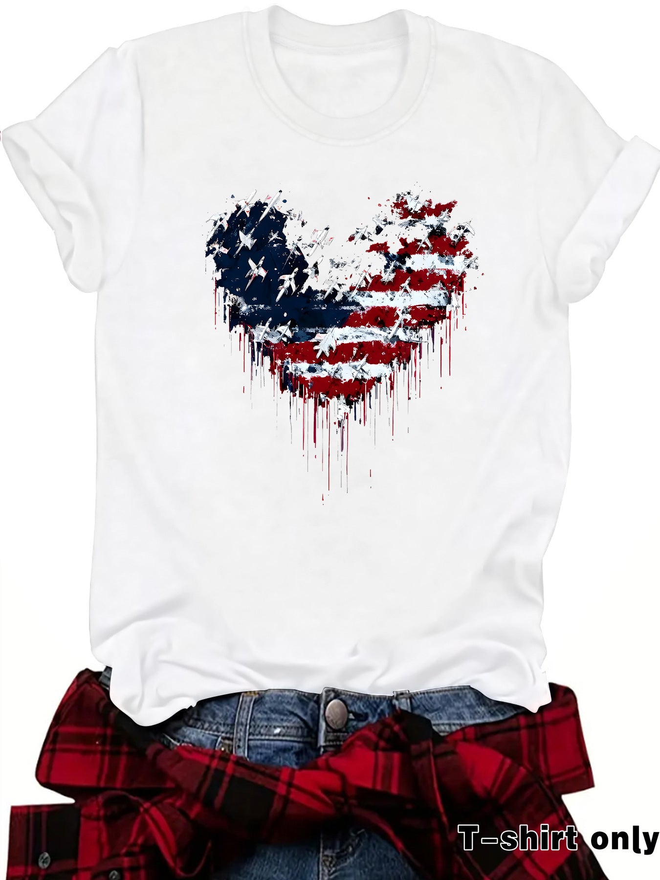 Casual Short Sleeve National Flag T-shirt For Women In Cotton Fabric Featuring Printing