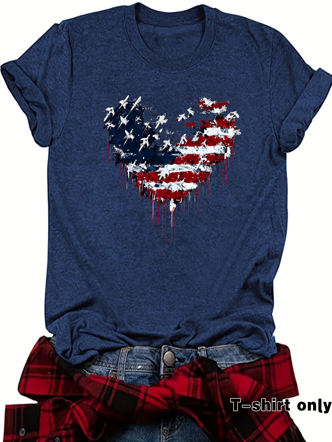 Casual Short Sleeve National Flag T-shirt For Women In Cotton Fabric Featuring Printing