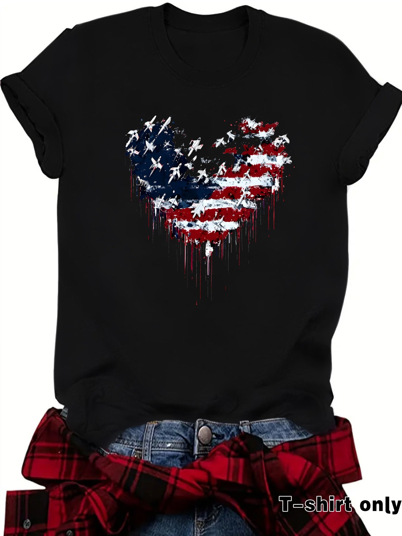 Casual Short Sleeve National Flag T-shirt For Women In Cotton Fabric Featuring Printing