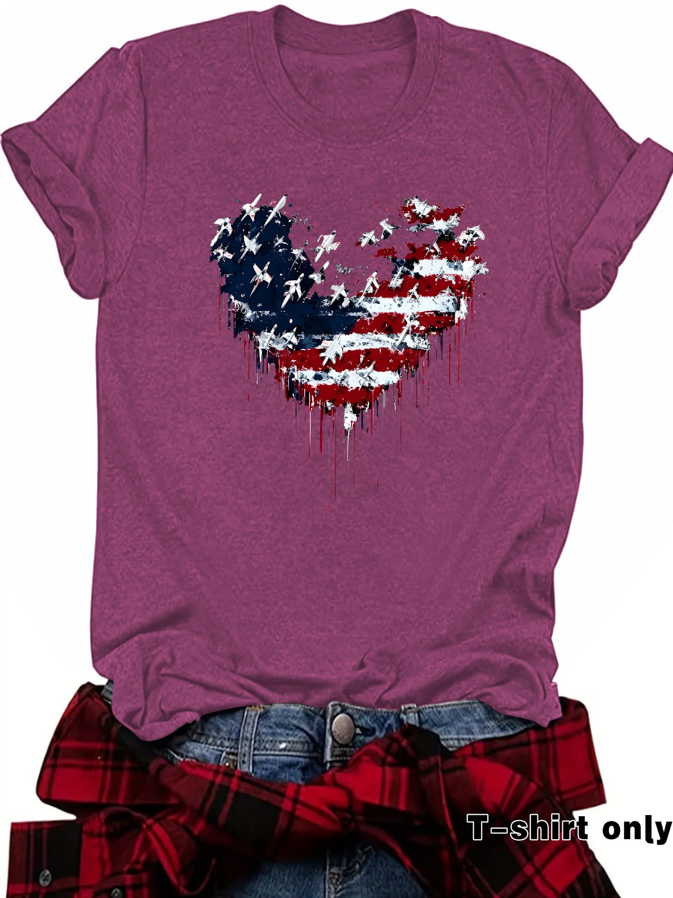 Casual Short Sleeve National Flag T-shirt For Women In Cotton Fabric Featuring Printing