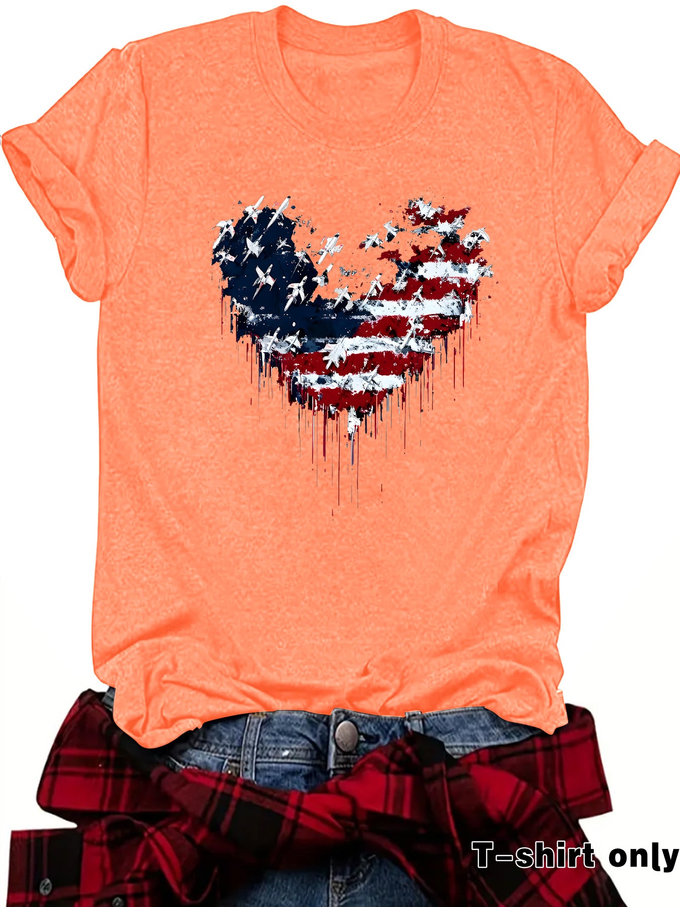 Casual Short Sleeve National Flag T-shirt For Women In Cotton Fabric Featuring Printing
