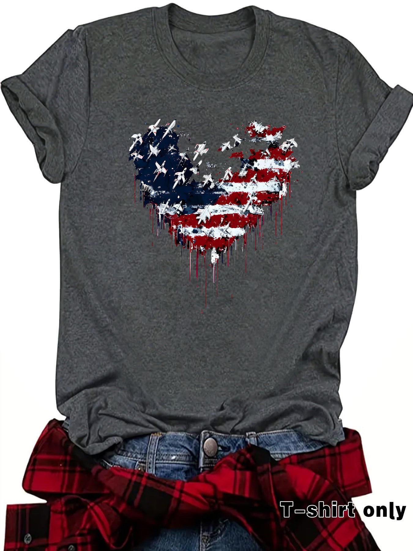 Casual Short Sleeve National Flag T-shirt For Women In Cotton Fabric Featuring Printing