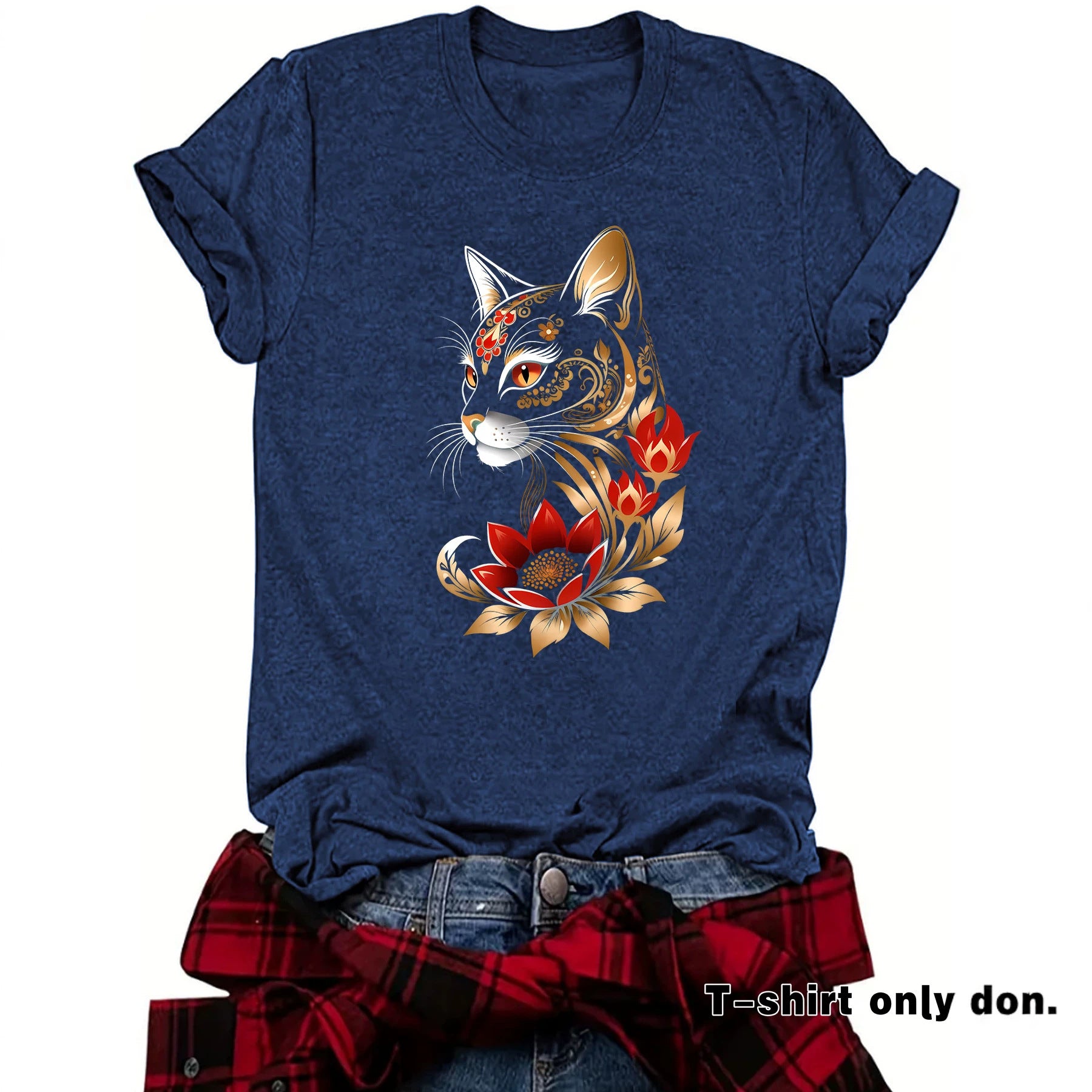 Casual Flowers Short Sleeve T-shirt For Women Featuring Printing And Pullover Design