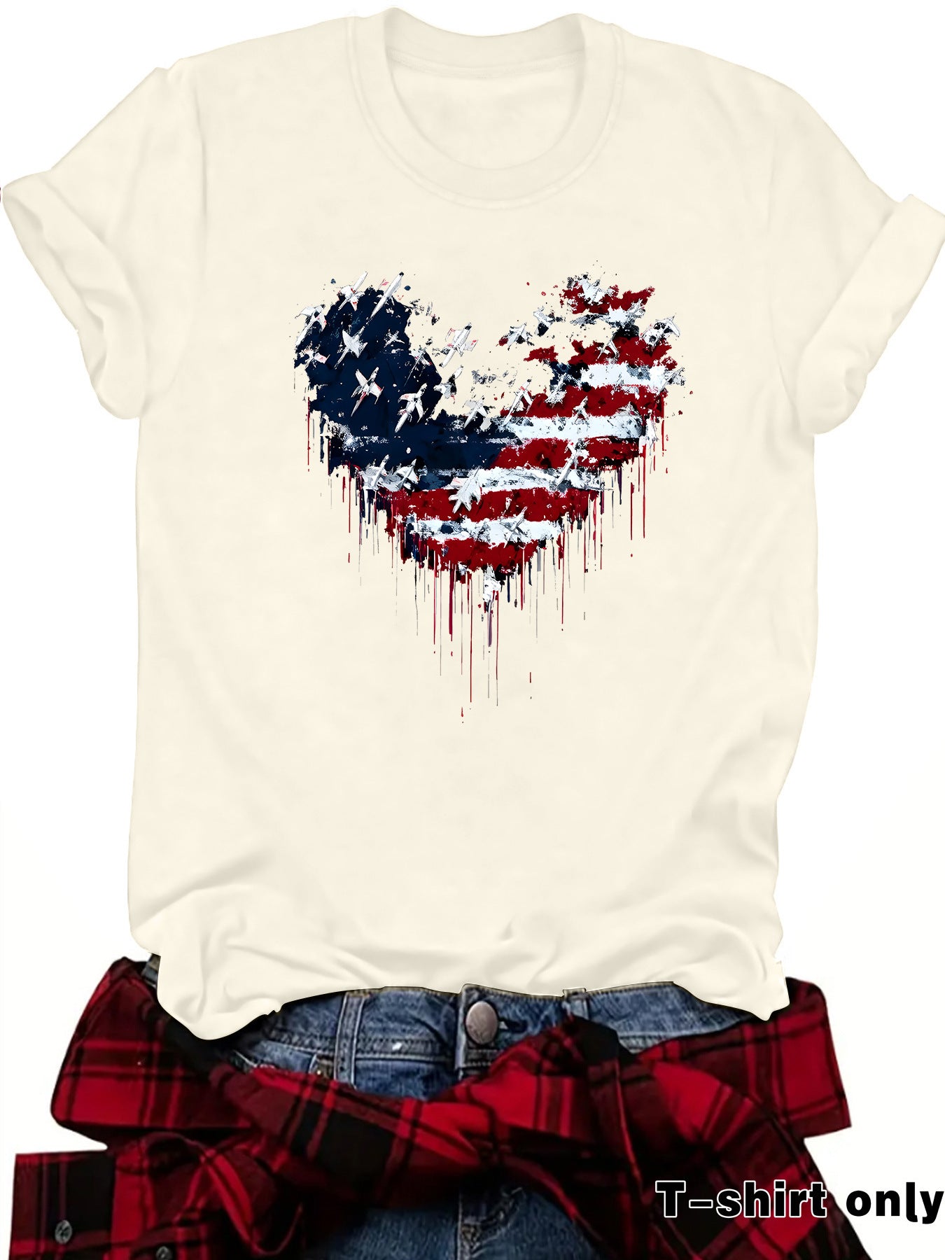 Casual Short Sleeve National Flag T-shirt For Women In Cotton Fabric Featuring Printing