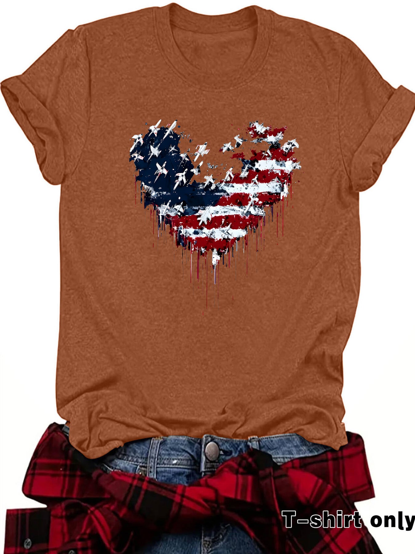 Casual Short Sleeve National Flag T-shirt For Women In Cotton Fabric Featuring Printing