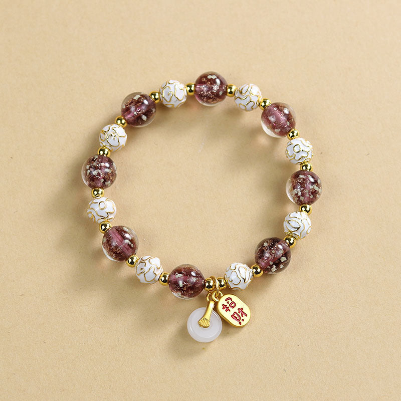 Ethnic Style Crystal Bracelet For Unisex In Purple Featuring Cloisonne Alloy Craftsmanship