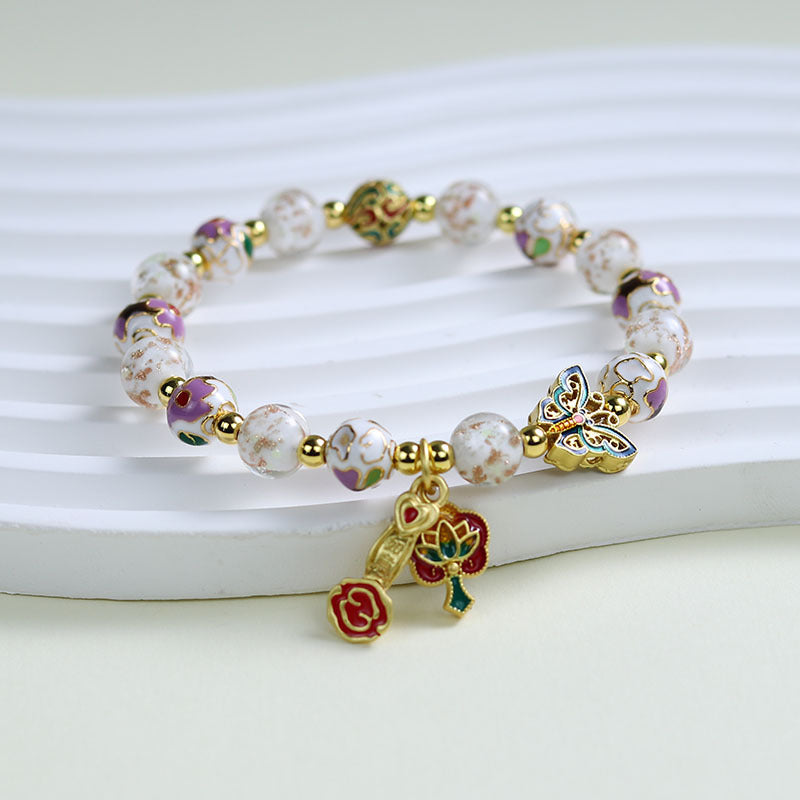 Ethnic Style Crystal Bracelet For Unisex In Purple Featuring Cloisonne Alloy Craftsmanship
