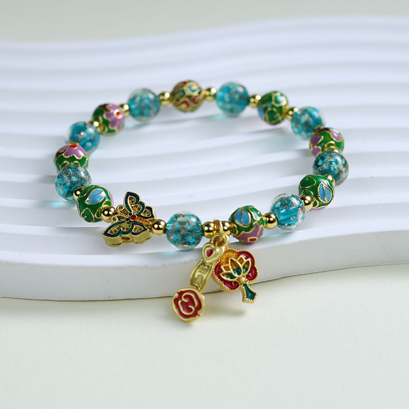 Ethnic Style Crystal Bracelet For Unisex In Purple Featuring Cloisonne Alloy Craftsmanship