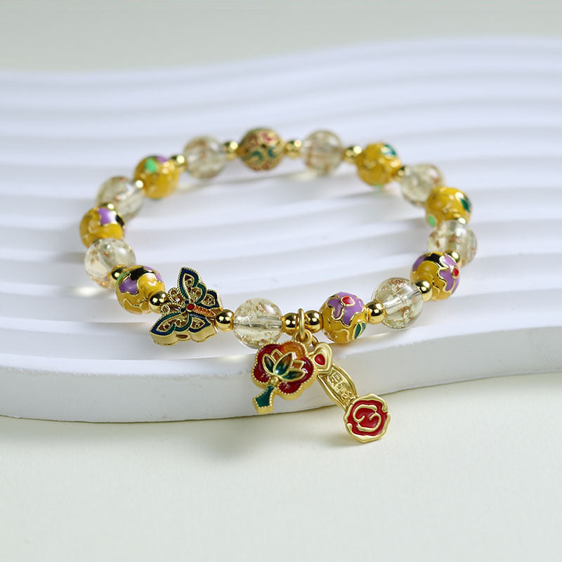 Ethnic Style Crystal Bracelet For Unisex In Purple Featuring Cloisonne Alloy Craftsmanship