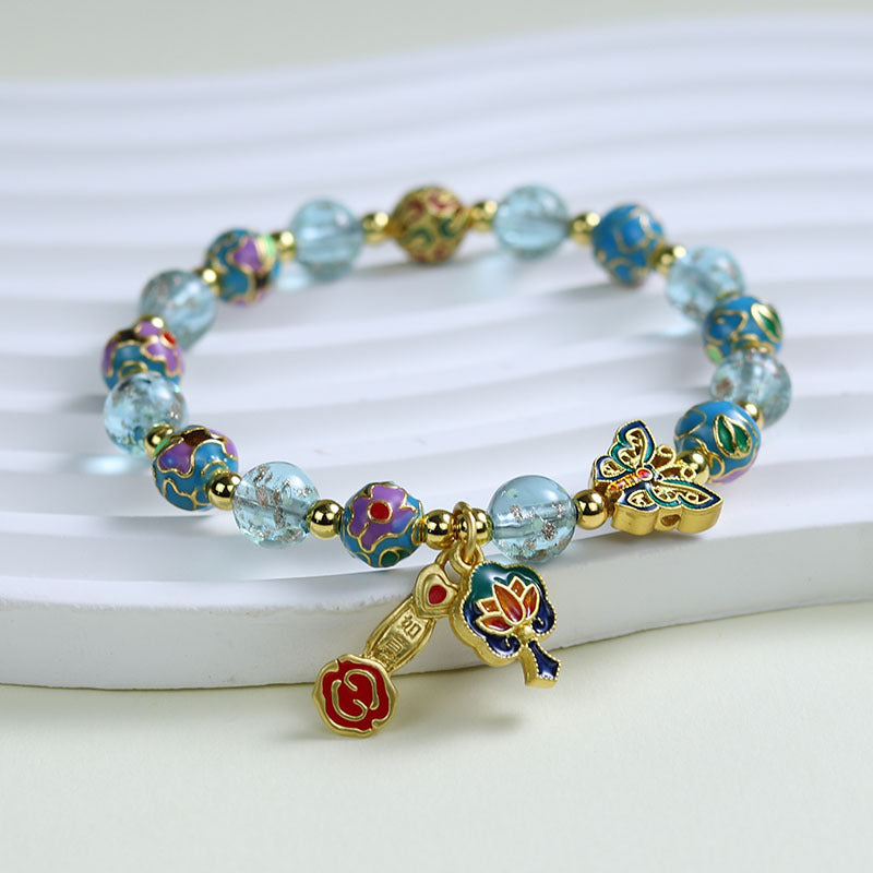 Ethnic Style Crystal Bracelet For Unisex In Purple Featuring Cloisonne Alloy Craftsmanship