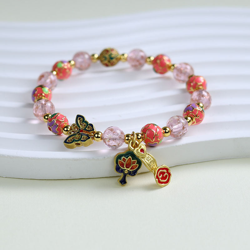 Ethnic Style Crystal Bracelet For Unisex In Purple Featuring Cloisonne Alloy Craftsmanship