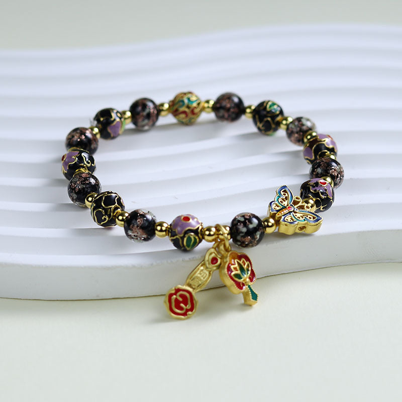 Ethnic Style Crystal Bracelet For Unisex In Purple Featuring Cloisonne Alloy Craftsmanship