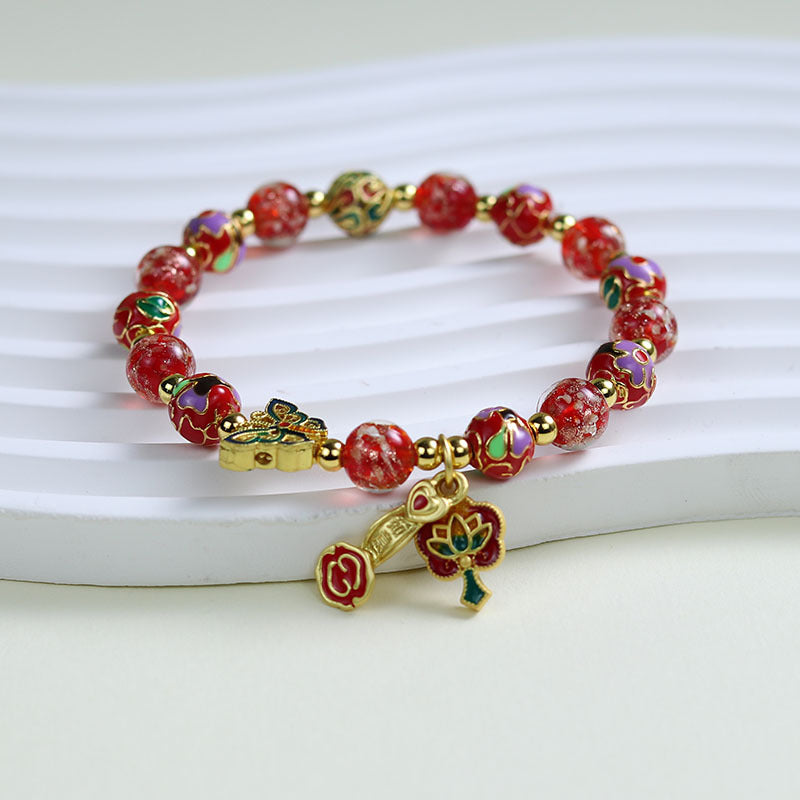 Ethnic Style Crystal Bracelet For Unisex In Purple Featuring Cloisonne Alloy Craftsmanship