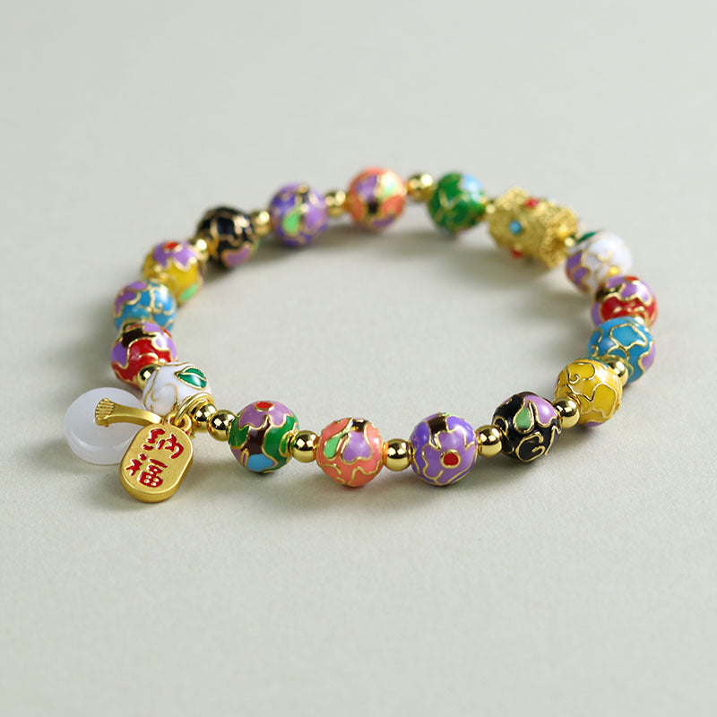 Ethnic Style Crystal Bracelet For Unisex In Purple Featuring Cloisonne Alloy Craftsmanship